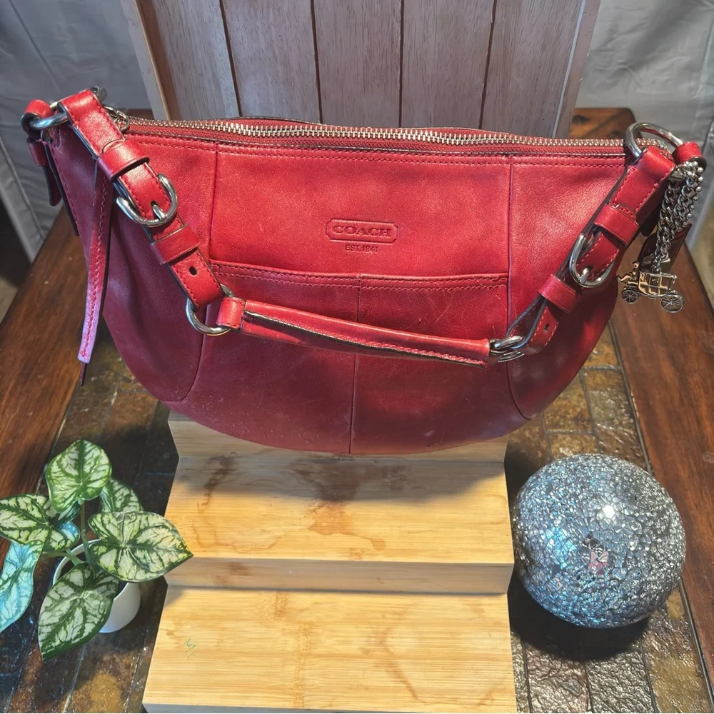 Coach Cherry Red Leather Hobo Bag